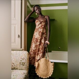 Sezane Brown Floral Dress